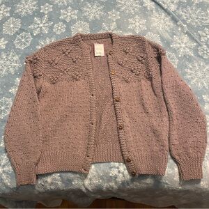 Vintage Lavender Knit Cardigan hand knit